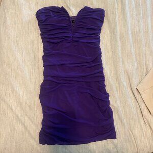 Purple Strapless Mesh Dress